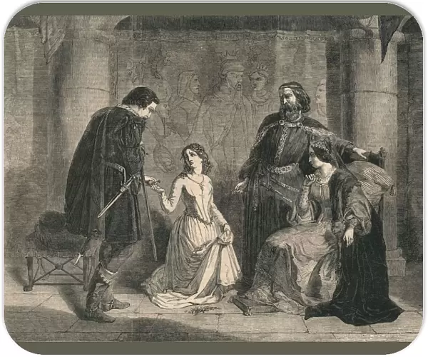 Scene from Hamlet - King, Ophelia, and Laertes, 1852. Creator: Unknown