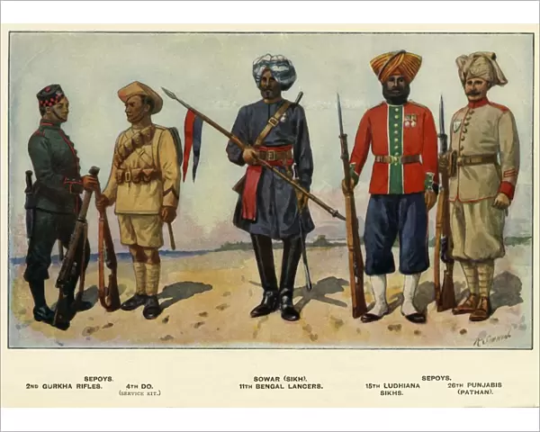 Types of the Indian Army, 1919. Creator: Richard Simkin