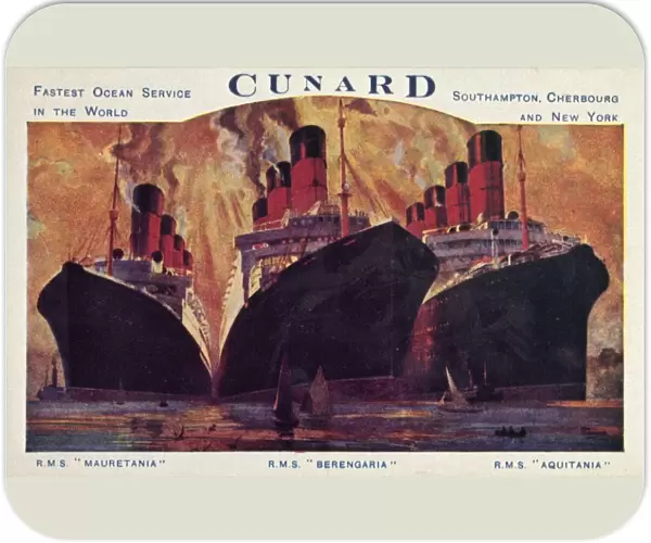 Cunard ocean liners, 1920s. Creator: Unknown