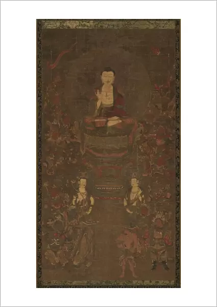 Shakyamuni Triad with the Sixteen Protectors of the Great Wisdom Sutra, 1300s. Creator: Unknown