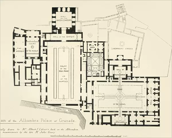 Plan of the Alhambra Palace at Granada, 19th century, (1907). Creator: Unknown