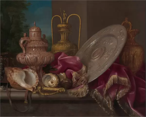 Still Life with Silver and Gold Plate, Shells, and a Sword, fourth quarter 17th century
