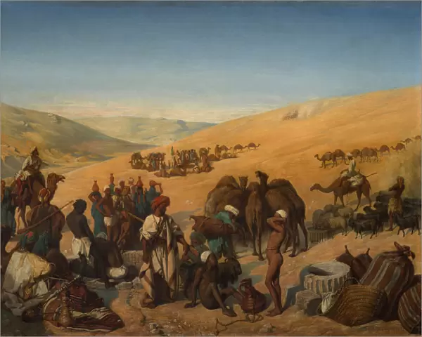 Halt of Caravans at the Wells of Saba (Beersheba) in the Desert South of Hebron, 1850