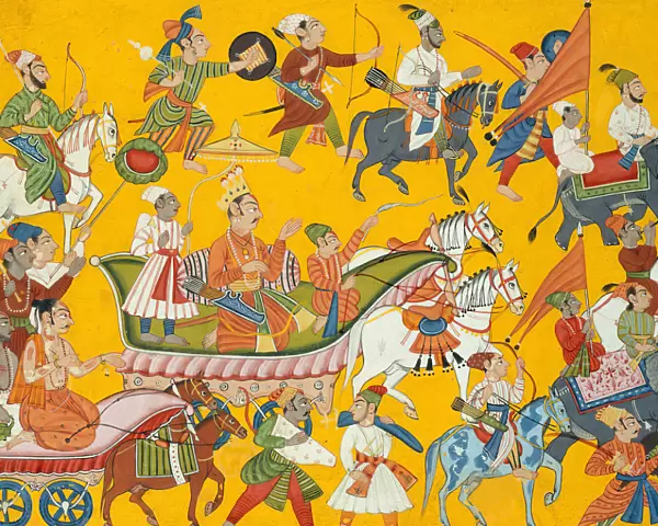 King Dasaratha and His Retinue Proceed to Ramas Wedding: Folio from the Shangri