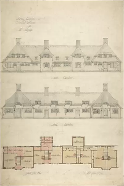 Design for Thatched Cottages for Mrs. Kingsley, 1910. Creator: Charles Edward Mallows