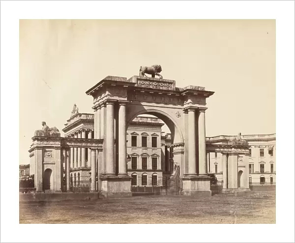 Gateway to Government House, Calcutta, 1850s. Creator: Captain R. B. Hill