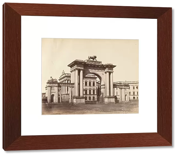Gateway to Government House, Calcutta, 1850s. Creator: Captain R. B. Hill