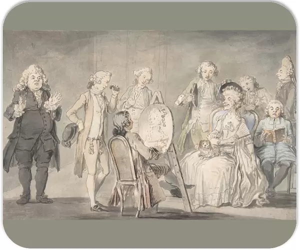 Satirical drawing: Artist Painting an Old Ladys Portrait, 1729-1804