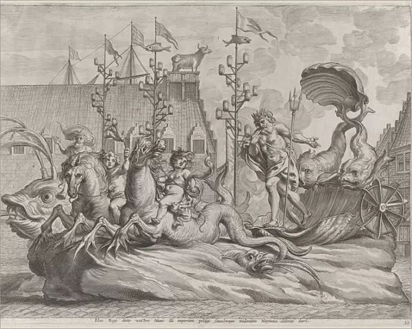 Plate 35: Philip of Spain as Neptune, riding in a chariot drawn by two sea horses