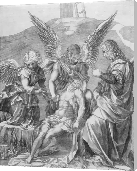The Body of Christ Supported by Three Angels, 1516. Creator: Agostino Veneziano