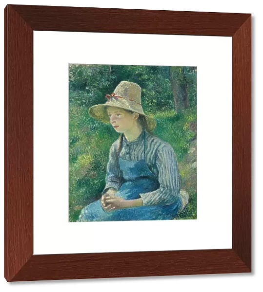 Peasant Girl with a Straw Hat, 1881. Creator: Camille Pissarro