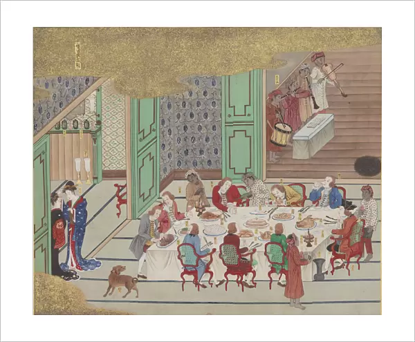 Dutch banquet, Nagasaki (Christmas Eve), from Bankan-zu, 1797