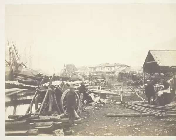 Landing Place, Railway Stores, Balaklava, 1855. Creator: Roger Fenton