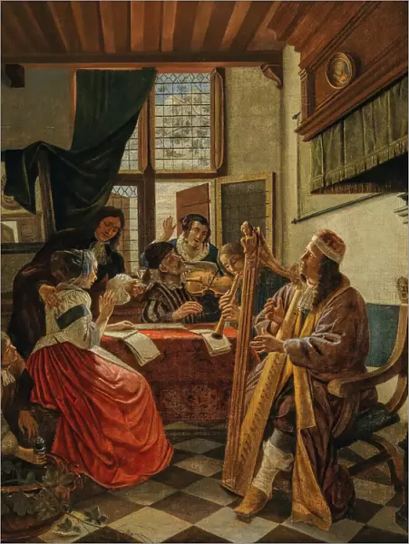 Music-making company in an interior, 1670s. Creator: De Man, Cornelis (1621-1706)