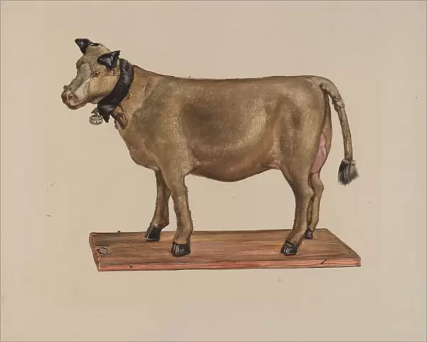 Toy Cow on Stand, c. 1937. Creator: James McLellan