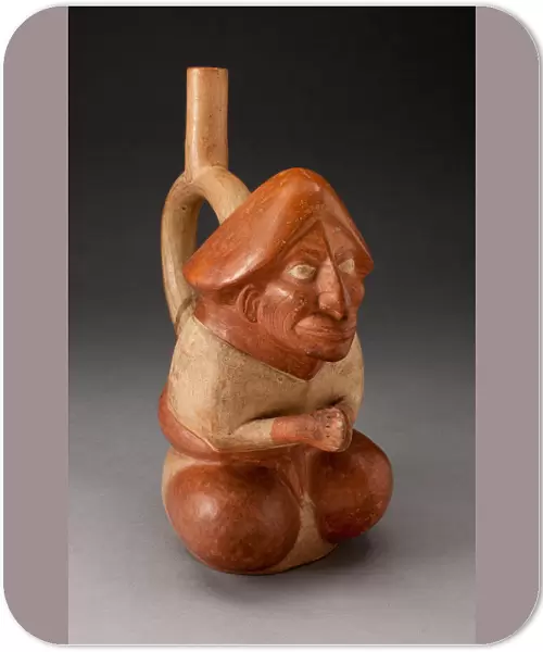Spouted Vessel in the Form of a Seated Figure with Hands Held Together, 100 B. C.  /  A. D. 500