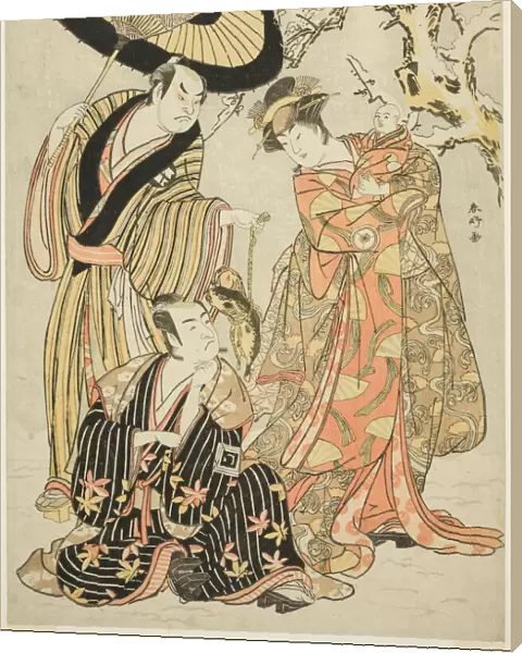 The Actors Iwai Hanshiro IV (right), Ichikawa Monnosuke II (center), and Sakata... c. 1786. Creator: Katsukawa Shunko
