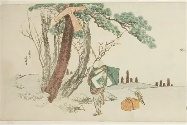 Boy releasing a kite, Japan, c. 1800  /  10. Creator: Hokusai