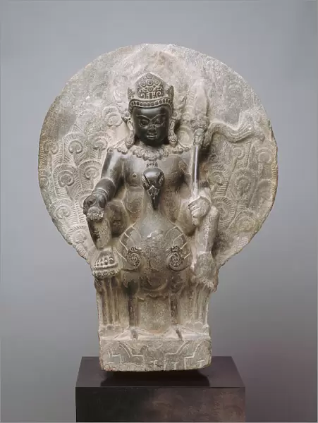 Kumara, the Youthful God of War on his Peacock Mount, 8th  /  9th century. Creator: Unknown