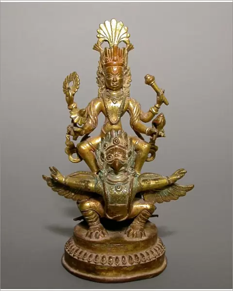 God Vishnu Astride His Mount, Garuda, 17th  /  18th century. Creator: Unknown