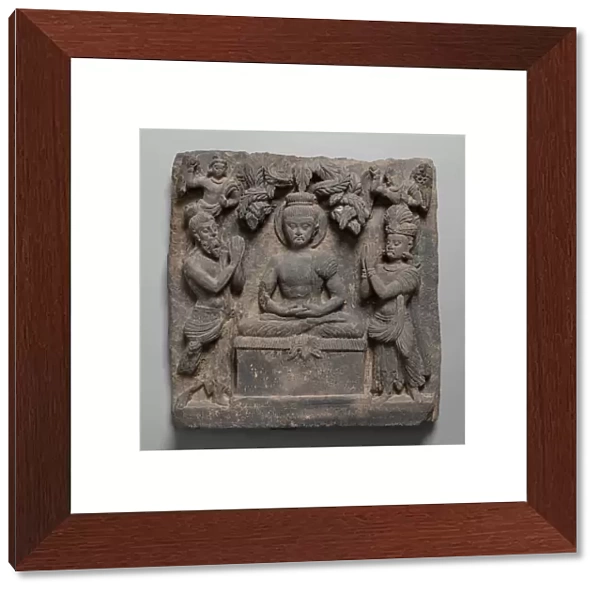 Buddha Worshipped by the Gods Indra and Brahma, Kushan period, 1st  /  2nd century