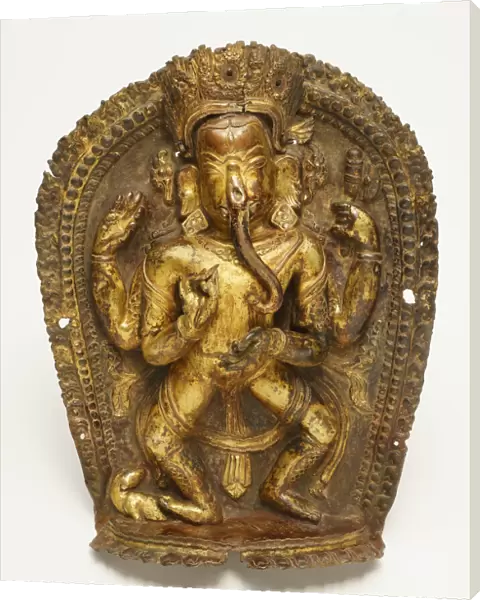 Four-Armed Dancing God Ganesha with His Rat Mount, 16th  /  17th century. Creator: Unknown