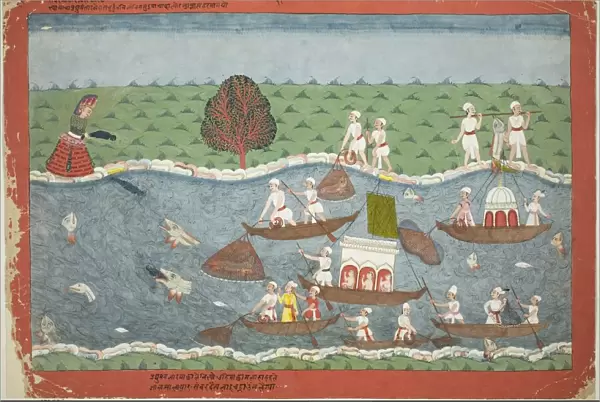 The Demon Sambar Throws the Infant Pradyumna into the River, from a copy of the Bhagavat