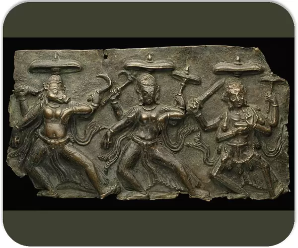 Fragment of Mother Goddesses (Matrika) Panel with Varahi, Kaumari, and Chamunda