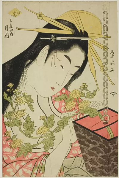 The Courtesan Tsukioka of the Hyogoya, c. 1797. Creator: Ichirakutei Eisui