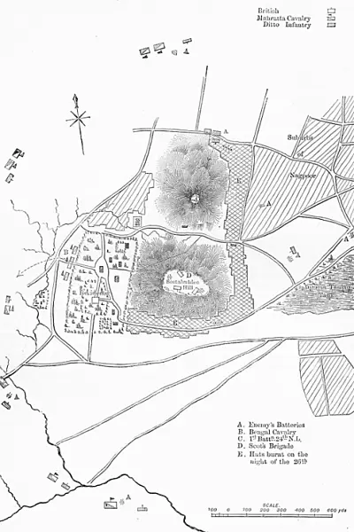 Plan of the Defence of Seetabuldee Hill, c1891. Creator: James Grant