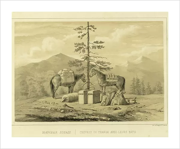 Pack Horses, 1856. Creator: Ivan Dem'ianovich Bulychev