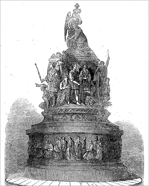 Column erected at Novgorod to commemorate...a thousand years of Russia's nationality, 1862. Creator: Unknown