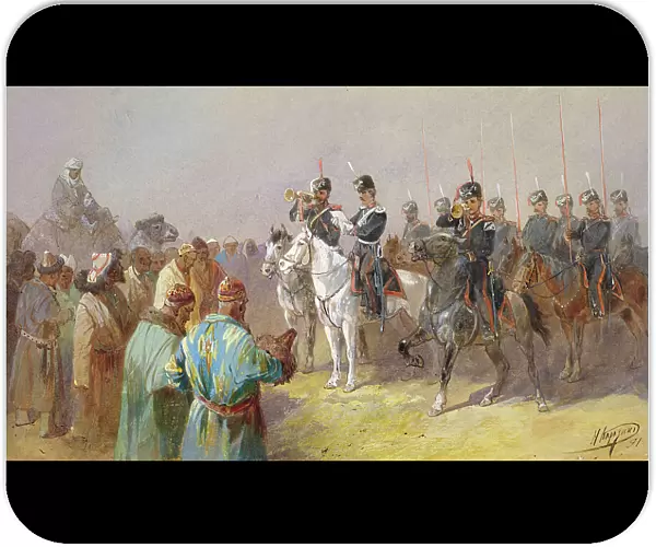 Kyrgyz-Kazakhs of the Middle Horde Paying a Tax by the Tsar's Decree, 19th century. Creator: Nikolay Nikolaevich Karazin