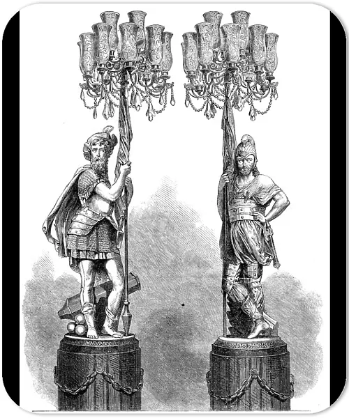 The International Exhibition: figures bearing candelabra, in the French Court... 1862. Creator: Unknown