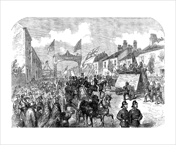 The Preston Guild Festival: the Trades Procession doubling at the triumphal arch, London-road, 1862. Creator: Unknown