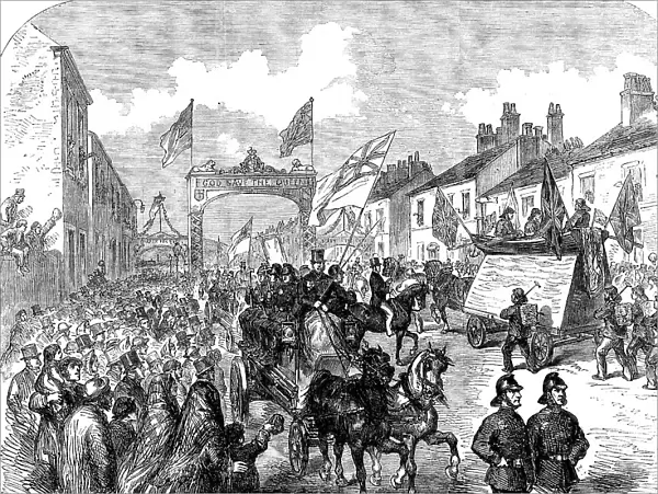 The Preston Guild Festival: the Trades Procession doubling at the triumphal arch, London-road, 1862. Creator: Unknown