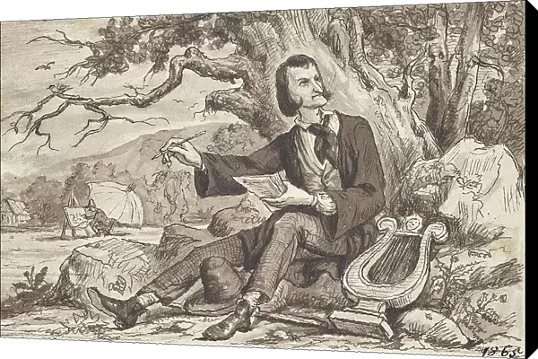 The arts: poet, lyre, painter, around 1870. Creator: Joseph Eugen Horwarter