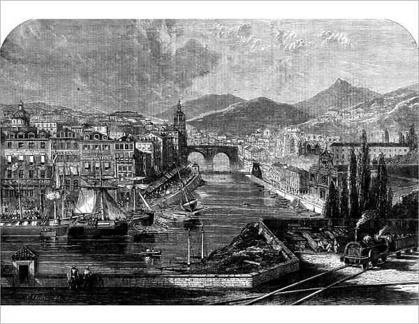 View of Bilbao, Spain, from the railway station, 1862. Creator: Unknown
