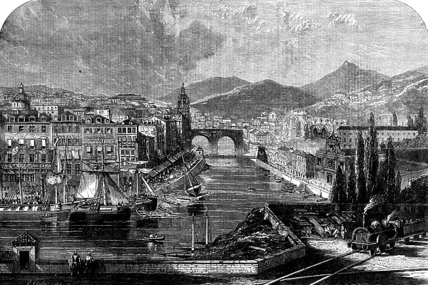 View of Bilbao, Spain, from the railway station, 1862. Creator: Unknown