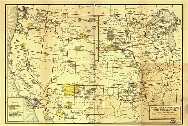 Indian Reservations west of the Mississippi River, 1923. Creator: Office of Indian Affairs