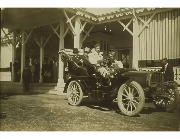 Komura and Takahira leaving Wentworth Hotel for peace conference, 1905. Creator: Unknown