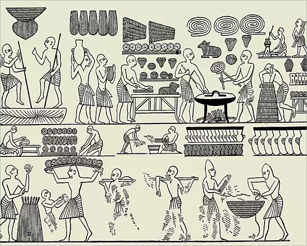 Bread making. From the tomb of Pharaoh Ramesses III in the Valley of the Kings, 1837. Creator: Wilkinson, Sir John Gardner (1797-1875)