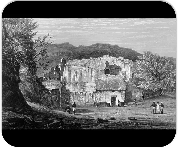 Front View of the Kylas, Caves of Ellora, 1835. Creator: Samuel Prout