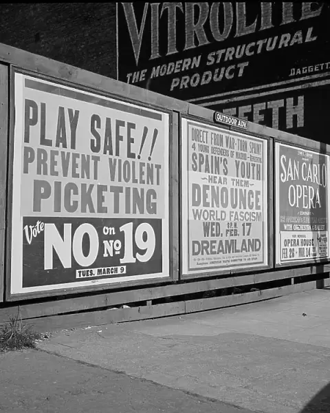 Signboards in San Francisco, California, 1937. Creator: Dorothea Lange