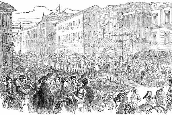 Opening of the Spanish Cortes - the Royal Procession to the New Palace of Congress, 1850. Creator: Unknown