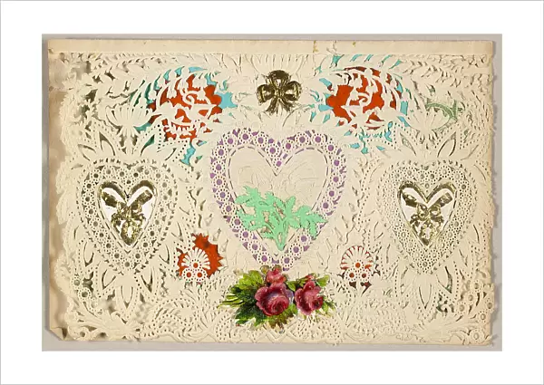 Untitled Valentine (Three Hearts), c.1865. Creator: Berlin & Jones. Untitled Valentine (Three Hearts), c.1865. Creator: Berlin & Jones