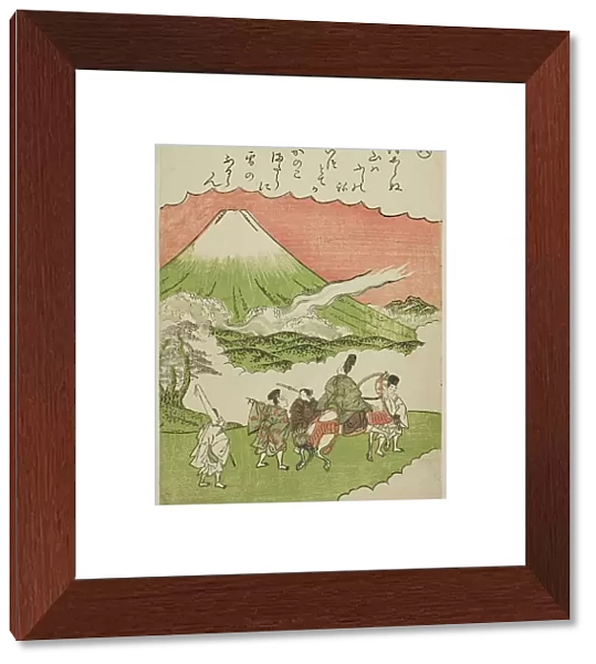 He: Mt. Fuji, Suruga Province, from the series 'Tales of Ise in Fashionable Brocade... c. 1772 / 73. Creator: Shunsho. He: Mt. Fuji, Suruga Province, from the series 'Tales of Ise in Fashionable Brocade... c. 1772 / 73. Creator: Shunsho