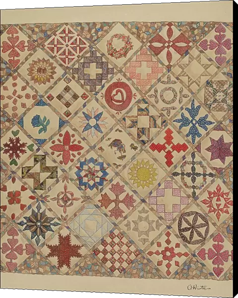 Bedspread (Detail of Center), c. 1937. Creator: Charlotte Winter