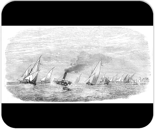 Vessels passing the bar at the Rosetta Mouth of the Nile, 1854. Creator: Unknown