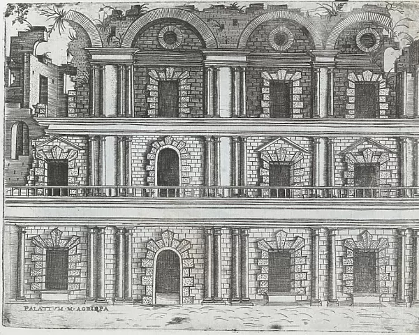 Arcus Vespasiani, from a Series of Prints depicting (reconstructed) Buildin... Plate ca. 1530-1550. Creator: Master GA